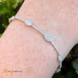 Shy Creation 14K White Gold 1.27ctw Diamond Bar Link 7-Station Bracelet