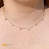 14K Yellow Gold Cleopatra 1.70ctw Dripping Diamond 7-Station 16-Inch Necklace