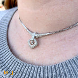 Vintage 14K White Gold 2.21ctw Diamond Geometric Drop Necklace