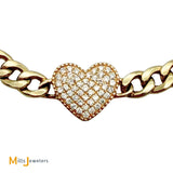 EFFY 14K Yellow Gold 0.30ctw Diamond Pave Heart Link Bracelet 7.5"