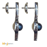 18K & 14K White Gold Pearl and 0.84ctw Diamond Drop Earrings