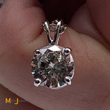 14K White Gold 1.63ct GIA-Certified Round Brilliant Diamond Pendant Necklace