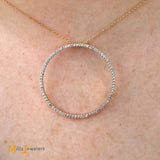 Signed 14K Yellow Gold 0.21ctw Diamond Pave Circle Pendant