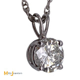 14K White Gold 1.63ct GIA-Certified Round Brilliant Diamond Pendant Necklace