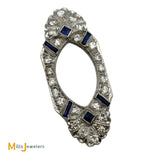 Vintage Platinum Art Deco 0.72ctw Diamond and Synthetic Sapphire Slide Pendant