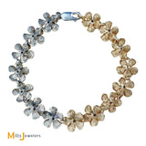 14K Two-Tone Yellow and White Gold 0.30ctw Diamond Plumeria Flower Link Bracelet 6.75"