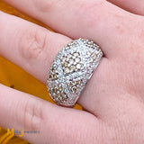 18K Pave 0.81cts White Diamonds 1.17cts Brown Diamonds Ring Size 8