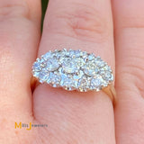 14K Yellow Gold 3-Row 0.78ctw Diamond Cluster Ring Size 6.25