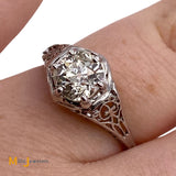 Platinum GIA-Certified 1.09ct Old Mine Brilliant Cut Diamond Engagement Ring Size 6.25