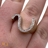 18K White Gold 0.16ctw Diamond Cocktail Swirl Ring Size 5.5