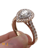 14K Two-Tone Rose White Gold Pear-Shaped 1ctw Diamond Engagement Ring Size 6.75