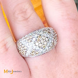 18K Pave 0.81cts White Diamonds 1.17cts Brown Diamonds Ring Size 8