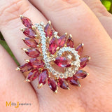 14k Yellow Gold 4.5ctw Ruby and 0.175ctw Diamond Spiral Cocktail Ring Size 9