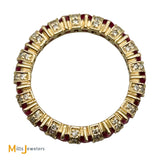 14K Yellow Gold 1.02ctw Ruby and 0.43ctw Diamond Eternity Band Ring Size 8