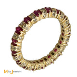 14K Yellow Gold 1.02ctw Ruby and 0.43ctw Diamond Eternity Band Ring Size 8