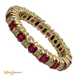 14K Yellow Gold 1.02ctw Ruby and 0.43ctw Diamond Eternity Band Ring Size 8