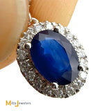 CJ Charles 14K White Gold 1.56ctw Sapphire and 0.27ctw Diamond Dangle Huggie Earrings