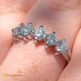 14K White Gold Scallop Set 1.35ctw Diamond Band Size 8.5