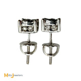 Signed SK 14K White Gold 0.80ctw Diamond Post Screwback Earrings