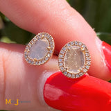14K Rose Gold 0.35ctw Diamond Slice and Round Brilliant Diamond Stud Earrings