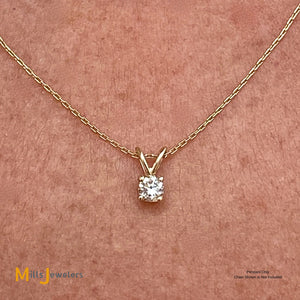 14K Yellow Gold 0.18ct Round Brilliant Diamond Solitaire Slide Pendant