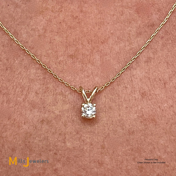 14K Yellow Gold 0.18ct Round Brilliant Diamond Solitaire Slide Pendant