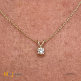 14K Yellow Gold 0.18ct Round Brilliant Diamond Solitaire Slide Pendant