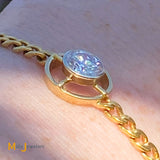 24K Yellow Gold 0.90ct Round Brilliant Diamond Solitaire Bracelet