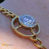 24K Yellow Gold 0.90ct Round Brilliant Diamond Solitaire Bracelet