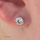14K White Gold 1.70ctw Natural Diamond Stud Screw Back Earrings