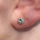14K Yellow Gold 1.20ctw Round Brilliant Natural Diamond Stud Earrings