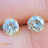 14K Yellow Gold 1.20ctw Round Brilliant Natural Diamond Stud Earrings