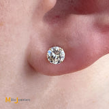 14K Yellow Gold 1.20ctw Round Brilliant Natural Diamond Stud Earrings