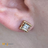 14K Yellow Gold 0.42ctw Diamond Stud Screw-Back Earrings
