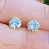 14K Yellow Gold 1.20ctw Round Brilliant Natural Diamond Stud Earrings