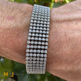 14K White Gold 12.42ctw Round Brilliant Diamond Mens Tennis Bracelet