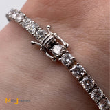 14K White Gold 9.02ctw Natural Round Brilliant Diamond Tennis Bracelet