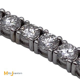 14K White Gold 9.02ctw Natural Round Brilliant Diamond Tennis Bracelet