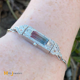 Platinum Case 14K White Gold Bolo 3.25ct Tourmaline 1.11cts Diamond Bracelet