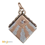 10K Rose Gold Platinum Diamond Locket Pendant