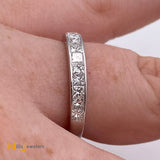 14K White Gold Princess Cut 0.96ctw Diamond Band Ring Size 7.5