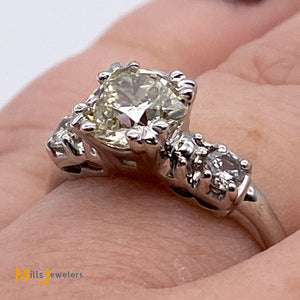 14Kwg GIA-Certified 1.17ct Old European Brilliant Cut Diamond Ring Size 6.75