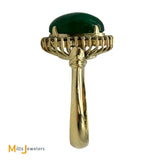 14K Yellow Gold 3.33ct Oval Cabochon Emerald 0.42ctw Diamond Cocktail Ring Size 7
