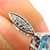 14K White Gold 1.3ctw Aquamarine and 0.04ctw Diamond Dangle Earrings