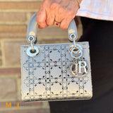 Dior Mini Lady Dior Gray Strass Satin Cannage Crossbody Bag