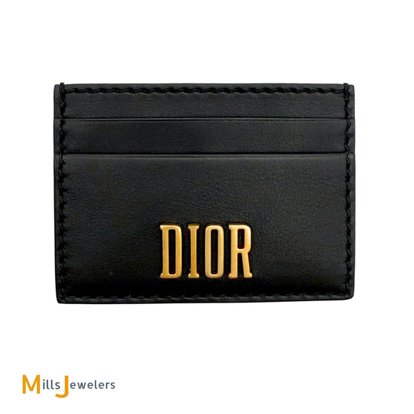 Christian Dior Calfskin Leather D-Fence Black Card Holder