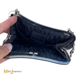 Vintage Christian Dior Satin Frame Mini Saddle Clutch Handbag Black 2002