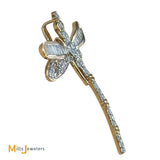 10K Two-Tone Gold 1.27ctw Diamond Cluster Dragonfly Pendant