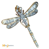 10K Two-Tone Gold 1.27ctw Diamond Cluster Dragonfly Pendant