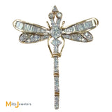 10K Two-Tone Gold 1.27ctw Diamond Cluster Dragonfly Pendant